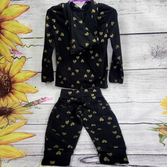 Garanimals Girl's Black Jogging Suit with Sequin Heart Toddler Size 2T/3T - Picture 10 of 10